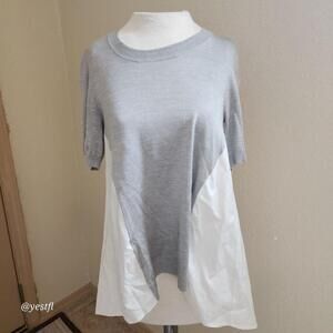 Women's Lela Rose Grey Silk Cotton Blend Tunic Top - Size S